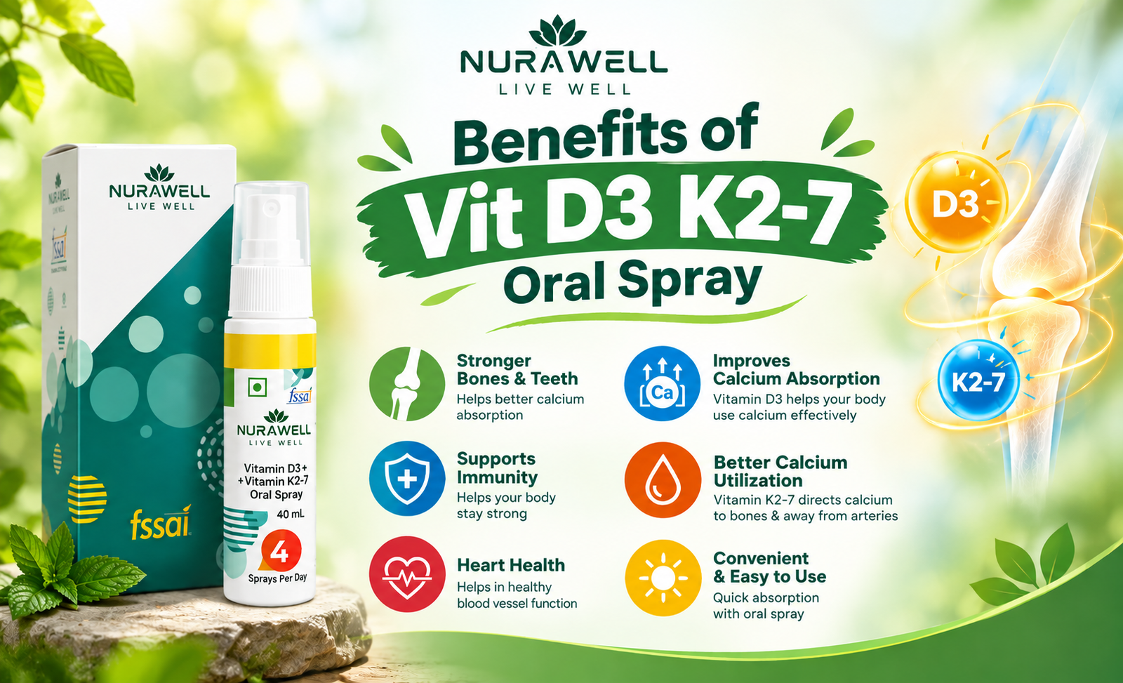 NuraWell Vit D3 K2-7  Spray Benefits